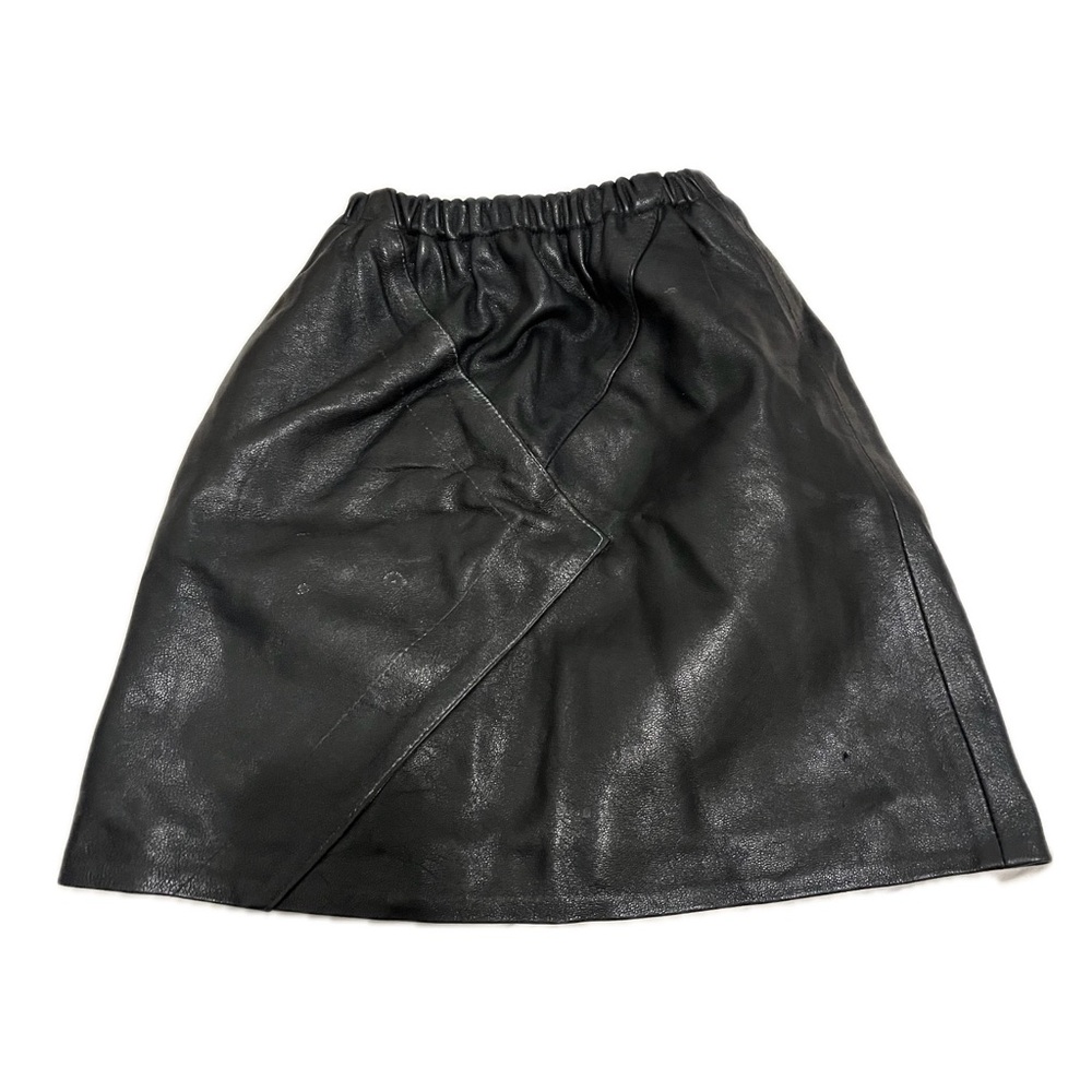 Vintage Black Genuine Leather Skirt - sz 7